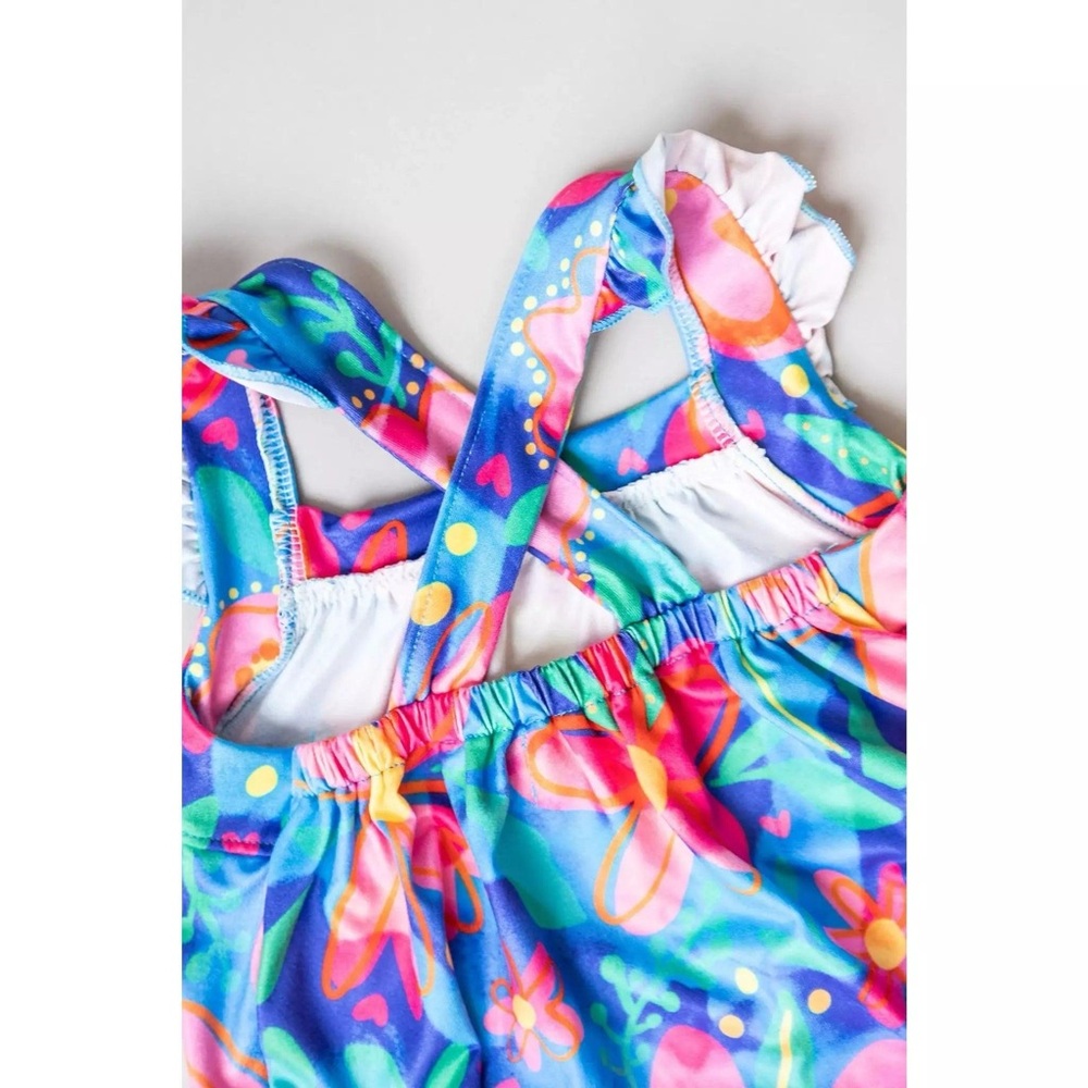 Infant Springing Around Ruffle Cross Back Romper - Picture 4 of 4